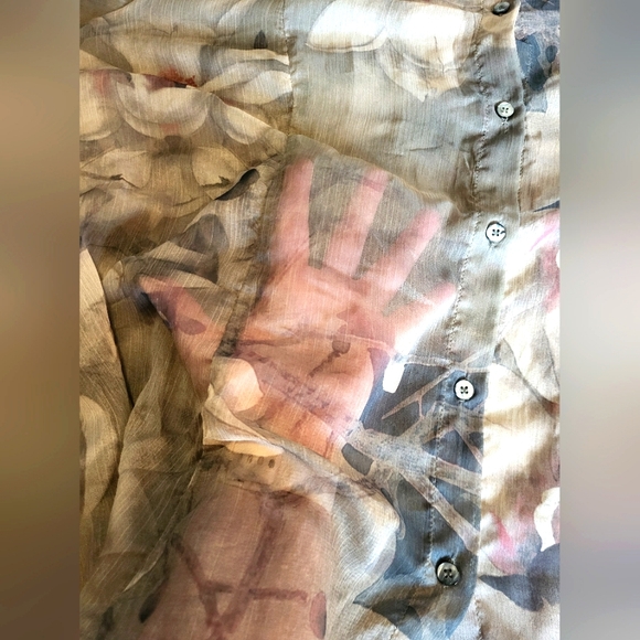 4 for $30 ๐ Red Coral sheer button-up blouse ruffle bottom half sleeve NWOT XXL - Picture 7 of 9